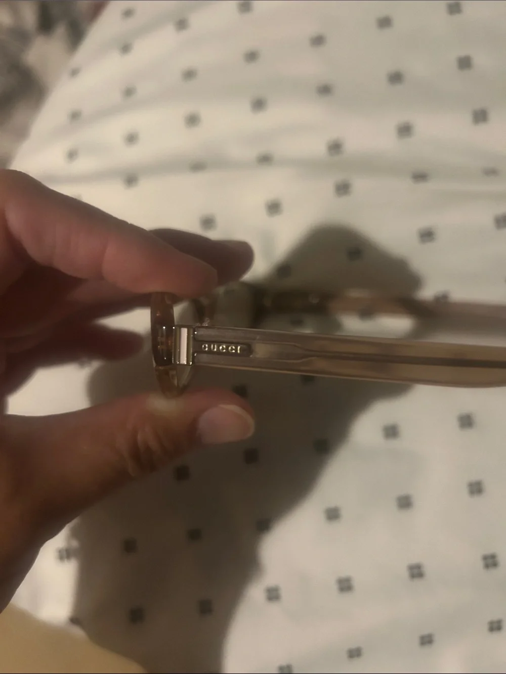 Gucci Light Beige Transparent Frame Sunglasses